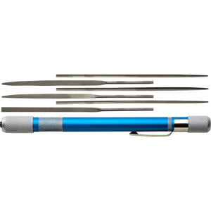 Excel 70001 Aluminum handle with 6 Assorted Mini Files
